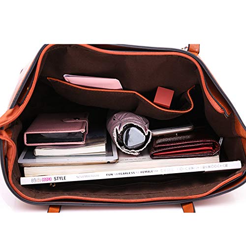 Coolives Bolso Tote Textura de cocodrilo para Mujer en Cuero de PU Marrón