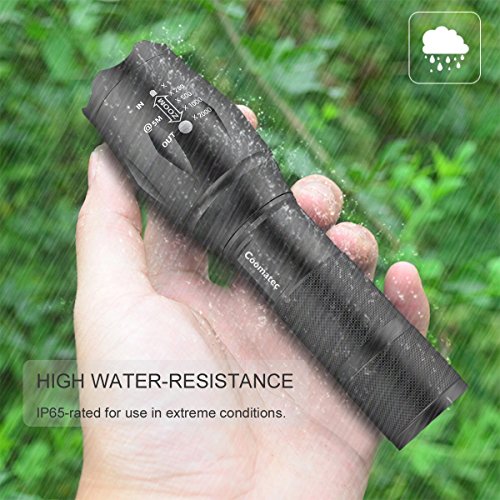 Coomatec con función de memoria - Kit de linterna LED de Mano Resistente al Agua Ultra Brillante Flashlight de 5 Modos para Ciclismo, Camping, Montañismo, Senderismo y las actividades al aire libre