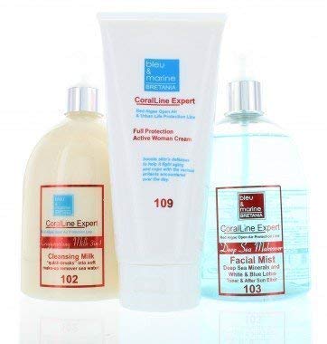 Coralline High Protección Crema de Día + Leche Limpiadora + Azul Lotus Tóner Pro