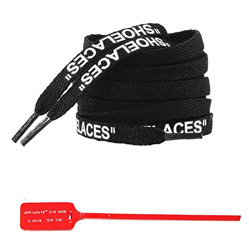 Cordones planos con cremallera para zapatos "The Diez", hechos a mano para zapatillas de deporte, color blanco y negro, 140 cm