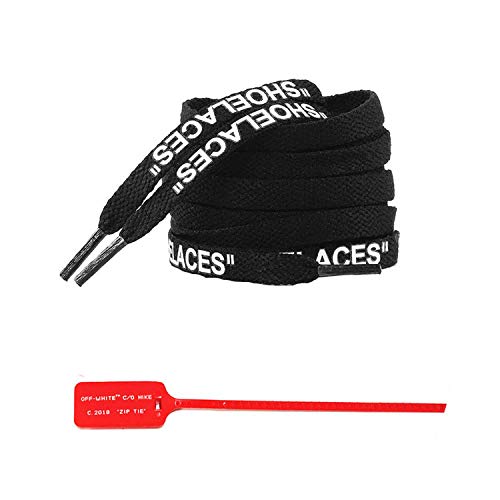 Cordones planos con cremallera para zapatos "The Diez", hechos a mano para zapatillas de deporte, color blanco y negro, 140 cm