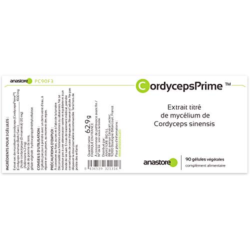CORDYCEPSPRIME™ * 500 mg / 90 cápsulas * Extracto titulado al: 0,28% en Adenosina | 8% en D-manitol (Ácido cordicépico) * Antiinflamatorios, Energia, Inmunitario