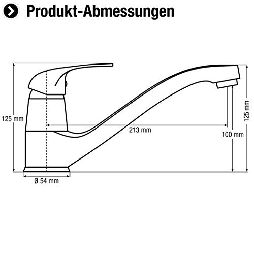 Cornat GET5 Getafe - Grifo monomando para fregadero (latón cromado, caño giratorio 360°)
