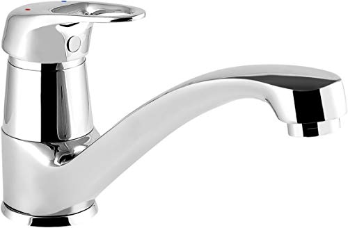 Cornat GET5 Getafe - Grifo monomando para fregadero (latón cromado, caño giratorio 360°)