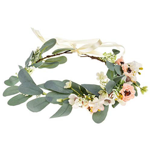 Corona de flores para bebé, corona de flores de eucalipto, corona de flores para boda, guirnalda floral