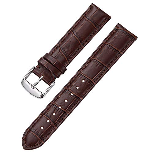 Correa de Piel Reloj iStrap Aligator Grano Replacement Reloj Banda 18 mm 19 mm 20 mm 21 mm 22 mm Plateado Pin Hebilla Suave Pulsera – Negro Marrón