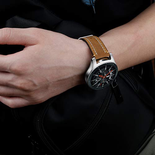 Correas de Reloj de Cuero Compatible con Amazfit Pace/Stratos/GTR 47mm, Othor Bandas de Reloj de Piel de Becerro auténticas de la Vendimia Hombres Mujeres (22mm, Caballo Loco)