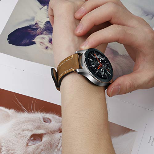 Correas de Reloj de Cuero Compatible con Amazfit Pace/Stratos/GTR 47mm, Othor Bandas de Reloj de Piel de Becerro auténticas de la Vendimia Hombres Mujeres (22mm, Caballo Loco)