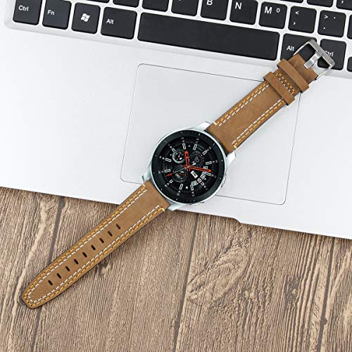 Correas de Reloj de Cuero Compatible con Amazfit Pace/Stratos/GTR 47mm, Othor Bandas de Reloj de Piel de Becerro auténticas de la Vendimia Hombres Mujeres (22mm, Caballo Loco)
