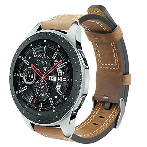 Correas de Reloj de Cuero Compatible con Amazfit Pace/Stratos/GTR 47mm, Othor Bandas de Reloj de Piel de Becerro auténticas de la Vendimia Hombres Mujeres (22mm, Caballo Loco)