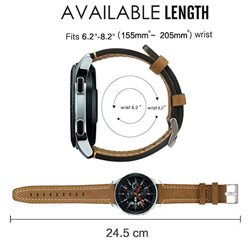 Correas de Reloj de Cuero Compatible con Amazfit Pace/Stratos/GTR 47mm, Othor Bandas de Reloj de Piel de Becerro auténticas de la Vendimia Hombres Mujeres (22mm, Caballo Loco)