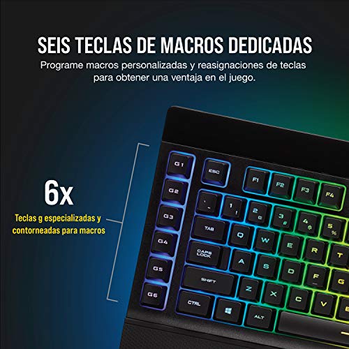 Corsair K57 RGB Wireless - Teclado Para Juegos, Dinámica Retroiluminación RGB, Silenciosas y Sensibles, Hasta las 175 horas de batería con inferior a 1 ms Tecnología Slipstream Wireless, Negro