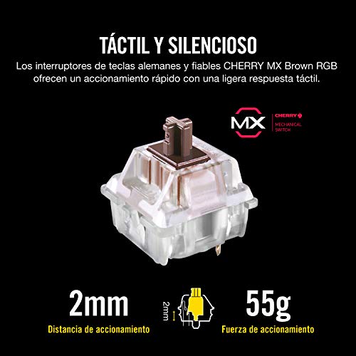 Corsair K70 MK.2 RGB Teclado mecánico Gaming, retroiluminación LED RGB, QWERTY Español, Cherry MX Brown (Táctil y silencioso)