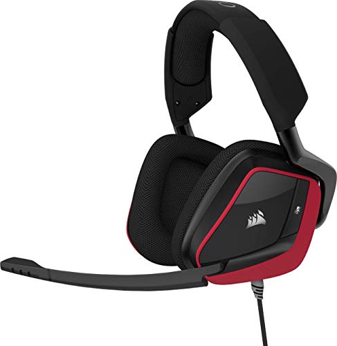 Corsair Void Pro Surround Auriculares para Juegos, 7.1 Sonido Envolvente, Micrófono Omnidireccional, Compatible con PC, PS4, Xbox One y Móviles, Color Rojo