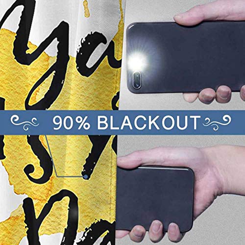 Cortina oscura con cita para decoración de habitación, con texto en inglés "Yay It is Your Day", fácil de limpiar, color amarillo de 52 x 63 pulgadas