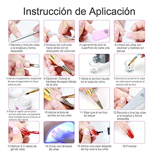 COSCELIA Kit para Uñas Acrilicas Completo Decoración Uñas Acrilicas Kit Completo de Uñas Postizas