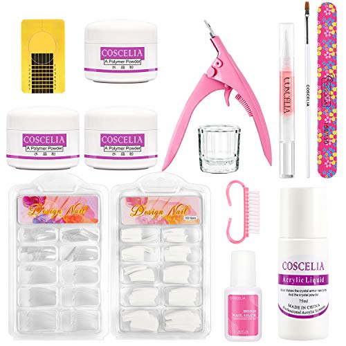 COSCELIA Kit para Uñas Acrilicas Completo Decoración Uñas Acrilicas Kit Completo de Uñas Postizas