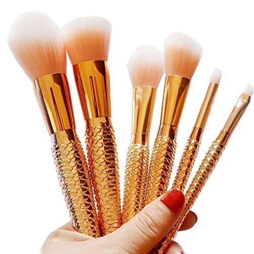 Coshine 10pcs/set Rose Gold Unique Mermaid Pincel de maquillaje Set Kits de herramientas cosméticas