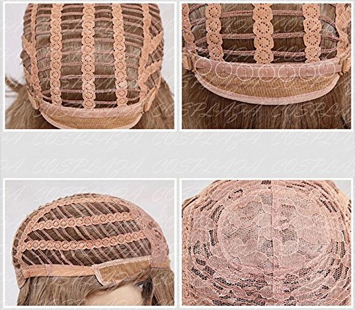 COSPLAZA - Peluca para cosplay, pelo sintético con ondas y trenzas, color rubio/plateado