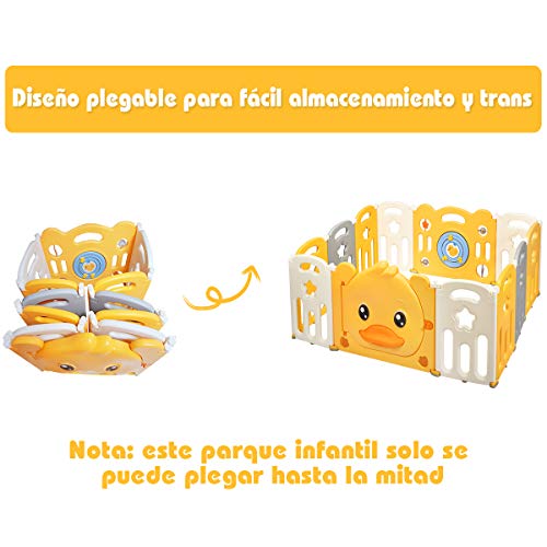 COSTWAY Parque Infantil con Puerta y Tablero de Juguetes Centro Actividad con Cerradura de Seguridad con Almohadillas Antideslizantes y Ventosas (12 paneles)