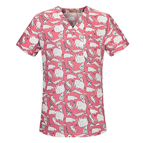 COTZFOZ Cirugía Unisex Médico Tops Ropa de algodón Ropa de Trabajo Clínica Dental Farmacéutico Enfermería Scrubs Parte Superior del Uniforme Top M