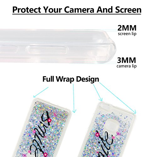 CoverTpu Funda Huawei P10 Silicona Liquido Carcasa Transparente Glitter Suave Brillante Bling Sparkle Cubierta Caja Liquid para Huawei P10 Smile