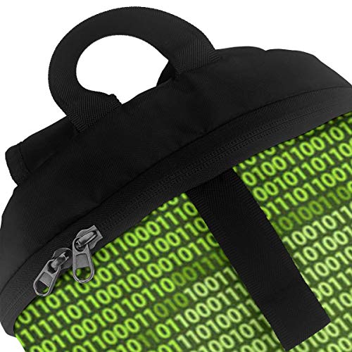 Cráneo y Tibias Cruzadas Símbolo de piratería o Peligro Compuesto por Unos binarios y ceros Código de máquina Mochila Escolar Personalizada para niñas Adolescentes Mochila con Estampado Lindo Mochila