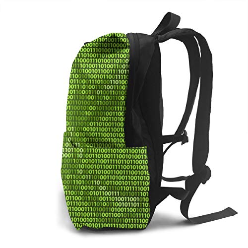 Cráneo y Tibias Cruzadas Símbolo de piratería o Peligro Compuesto por Unos binarios y ceros Código de máquina Mochila Escolar Personalizada para niñas Adolescentes Mochila con Estampado Lindo Mochila