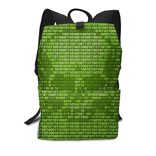 Cráneo y Tibias Cruzadas Símbolo de piratería o Peligro Compuesto por Unos binarios y ceros Código de máquina Mochila Escolar Personalizada para niñas Adolescentes Mochila con Estampado Lindo Mochila