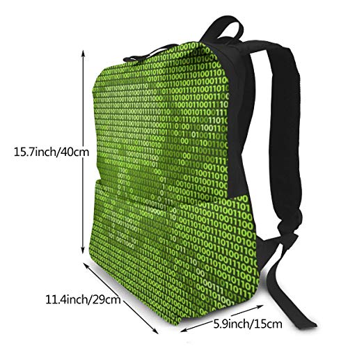 Cráneo y Tibias Cruzadas Símbolo de piratería o Peligro Compuesto por Unos binarios y ceros Código de máquina Mochila Escolar Personalizada para niñas Adolescentes Mochila con Estampado Lindo Mochila