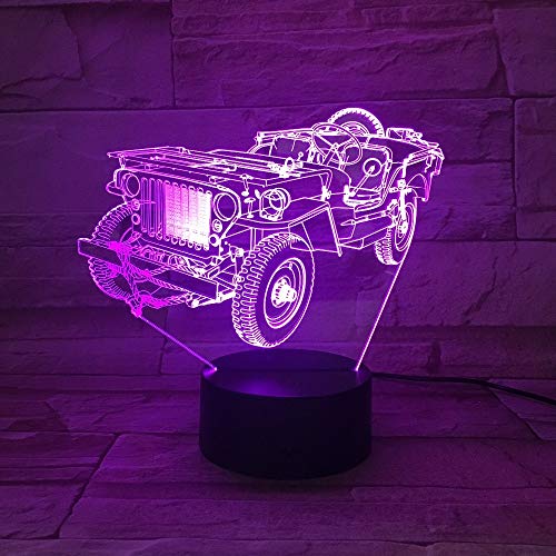 Creativo Antiguo Jeep Luces Noche luz Cambio de Color acrílico lámpara de Mesa Dormitorio decoración Regalo