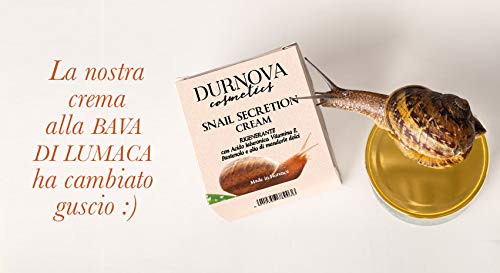 Crema natural con baba de caracol, aceite de almendras dulces, vitamina E, ácido hialurónico, arginina, hidrolato de rosa damascena, de 50 ml. Fabricada en Italia
