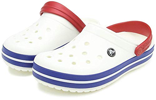 Crocs Crocband U, Zuecos Unisex Adulto, Blanco (White-Blue Jean), 41-42 EU