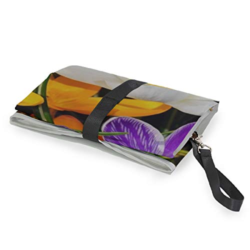 Crocus Flowers Spring Spring Flowers Bloom Baby Boy Cambio de almohadilla Cambio de almohadilla Estera 27x10 pulgadas Impermeable Estera plegable Bebé Estación de cambio portátil Almohadillas de camb
