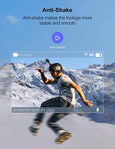 Crosstour 4K 20MP Cámara de acción Webcam WiFi EIS Impermeable 40M con micrófono Externo y Control Remoto