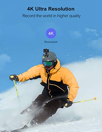 Crosstour 4K 20MP Cámara de acción Webcam WiFi EIS Impermeable 40M con micrófono Externo y Control Remoto