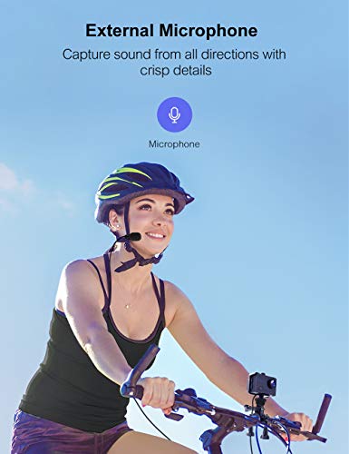 Crosstour 4K 20MP Cámara de acción Webcam WiFi EIS Impermeable 40M con micrófono Externo y Control Remoto