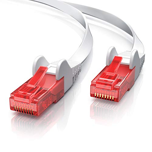 CSL - 3m Cable Plano de Red Gigabit Ethernet LAN Cat.6 RJ45-10 100 1000Mbit s - Slim Design - UTP - Compatible con Cat.5 Cat.5e Cat.7 - Router módem Panel de Conexiones Punto de Acceso - Blanco