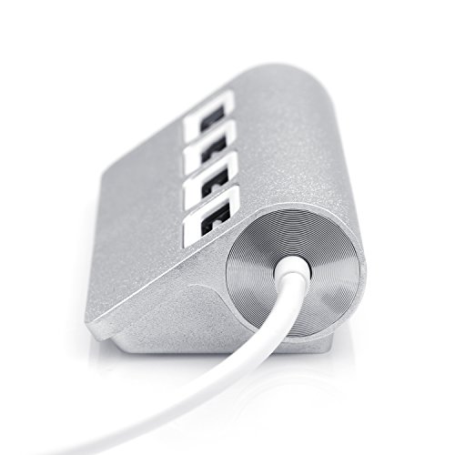 CSL - Distribuidor USB 2.0 de 4 Puertos - Divisor de 4 Puertos - PC y Mac - Portátil Tableta - Sin Controladores - Plata