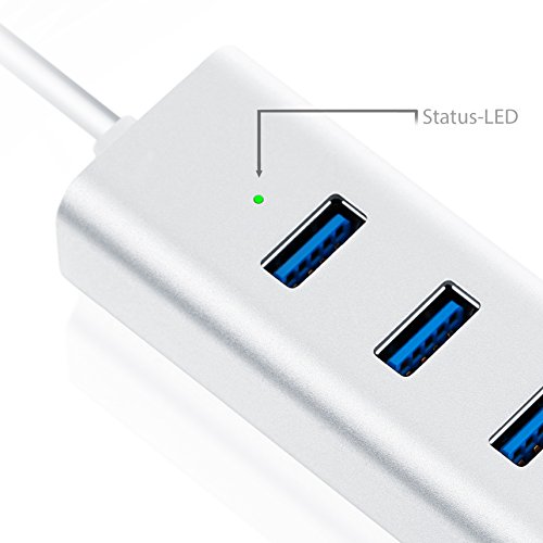 CSL - Distribuidor USB 3.0 DE 3 Puertos y 1 Puerto Ethernet RJ45 Gigabit - hasta 5Gb s Super Speed - Divisor de 3 Puertos - PC y Mac - Portátil Tableta - Sin Controladores - Aluminio