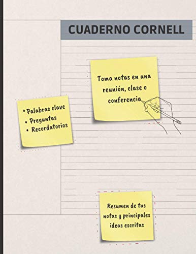 CUADERNO CORNELL: ESPECIAL PARA TOMA DE APUNTES Y RECOGIDA DE IDEAS | ANOTA Y SINTETIZA LO MÁS DESTACADO DE CADA CLASE, REUNIÓN O CONFERENCIA | MOTIVO FLORAL