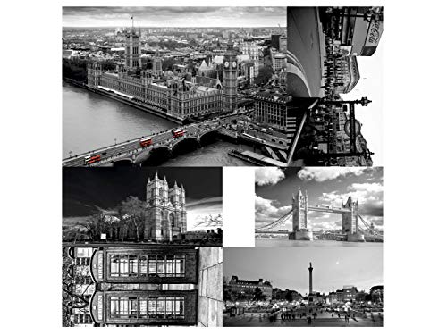 Cuadros de Ciudades Madrid en Aluminio Gris Cepillado Impresión Digital | Blanco y Negro | Medida 100 x 100 cm | Dibond para Pared, Resistente y Económico