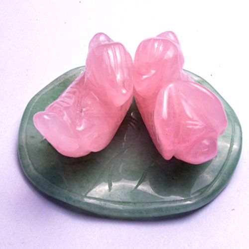 Cuarzo Rosa Aventurina naranja patos en forma de flor de loto/Fengshui 3,05 cm  W incluye Mxsabrina rojo cordaje de tripa natural para pulsera SKU-W1324