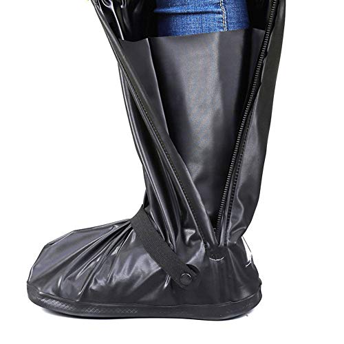 Cubierta De Zapatos Cargador De Lluvia Impermeable Negro con Reflector Plegable, Lluvia Cubrezapatos Deportes Al Aire Libre Cargador De Lluvia Galoshes Overshoes para Hombres Mujeres (1 Par),L