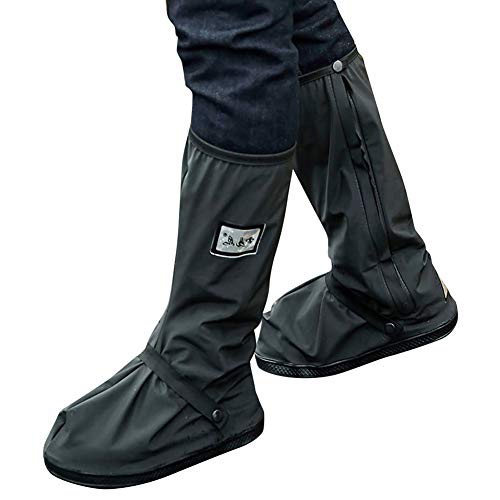 Cubierta De Zapatos Cargador De Lluvia Impermeable Negro con Reflector Plegable, Lluvia Cubrezapatos Deportes Al Aire Libre Cargador De Lluvia Galoshes Overshoes para Hombres Mujeres (1 Par),L