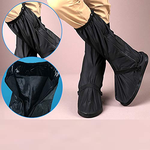 Cubierta De Zapatos Cargador De Lluvia Impermeable Negro con Reflector Plegable, Lluvia Cubrezapatos Deportes Al Aire Libre Cargador De Lluvia Galoshes Overshoes para Hombres Mujeres (1 Par),L
