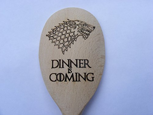 Cuchara de madera FastCraft inspirada en Juego de Tronos para cocinar. Regalo de cumpleaños con inscripción grabada con láser en inglés (Burn Them All)