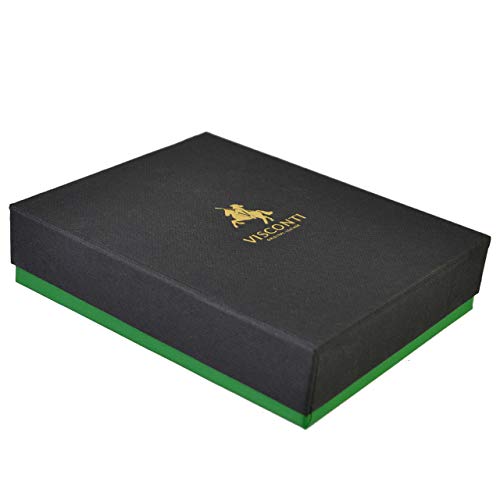 Cuero Hombre Elegante Cartera Plegable de Visconti; Parma Colección Caja de Regalo Motivo Cachemira - Negro Cobalto