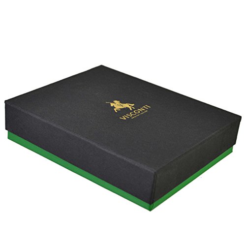 Cuero Hombre Elegante Cartera Plegable de Visconti; Parma Colección Caja de Regalo Motivo Cachemira - Negro Cobalto