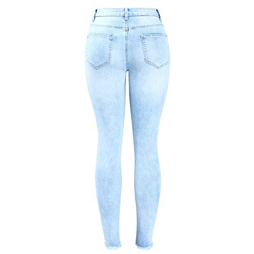 cul-IUWJK Plus Size Jeans with Studded Pearls Woman Elegant Stretchy Denim Skinny Pants Trousers For Women,Light Blue,L